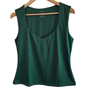 Agnes Urban Blouse Womens Large Green V-neck Sleeveless Stretch Soft Neutral